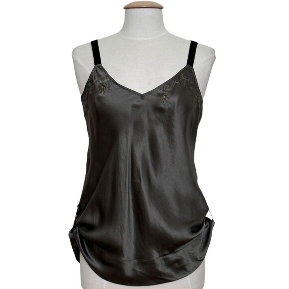 Edun Women Top M Amira Camisole Schifli Dagger Grey Silk Embroidered FairyGrunge - Picture 1 of 16